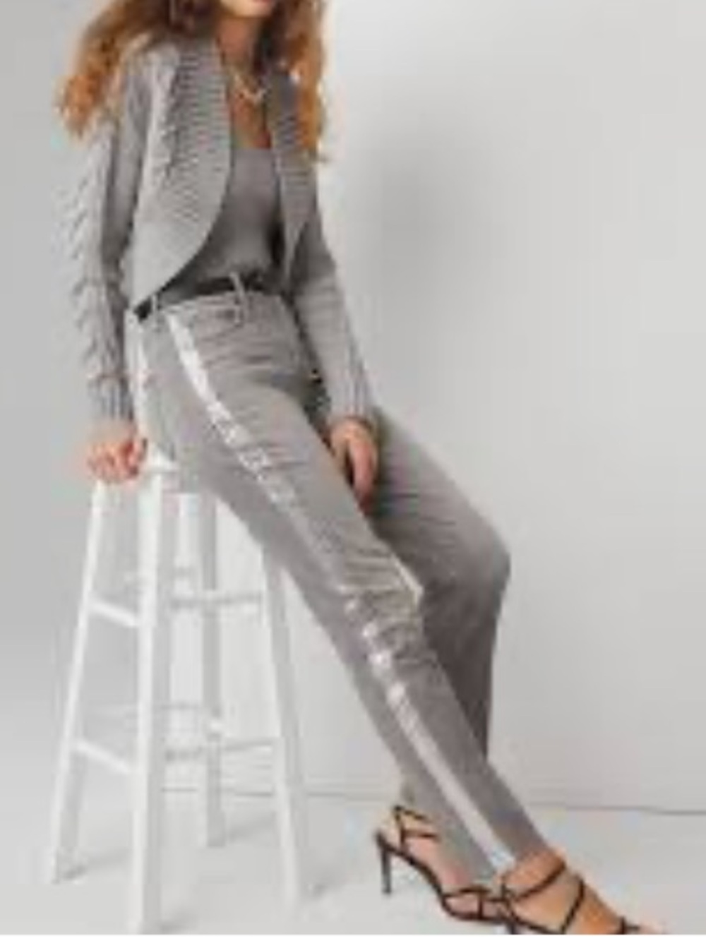 White House Black Market Foil Stripe Straight Jeans